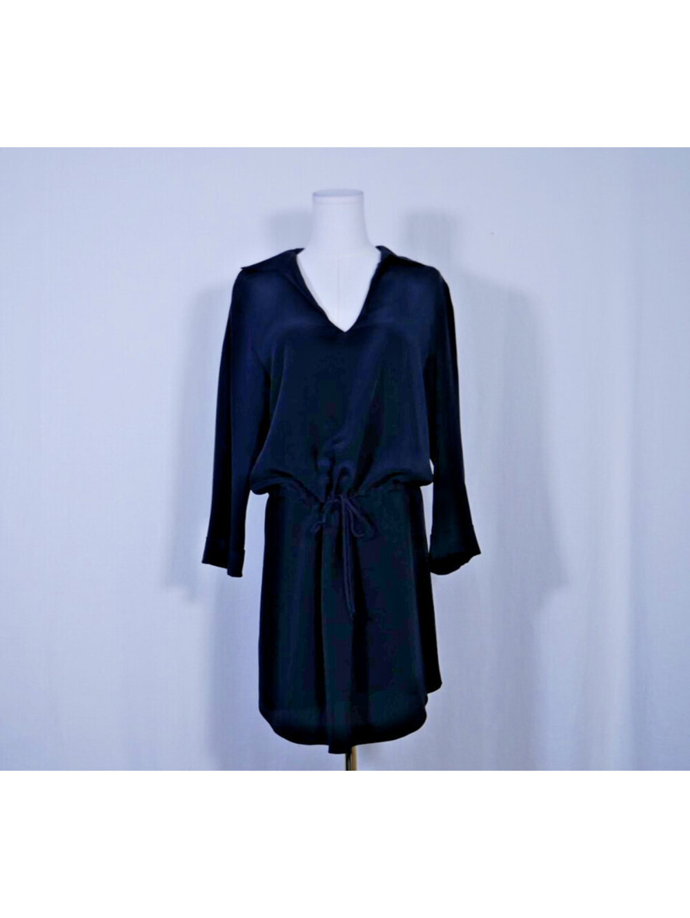 Rory Beca Black Silk V-Neck Tunic Dress with Dropped Waist Size Medium